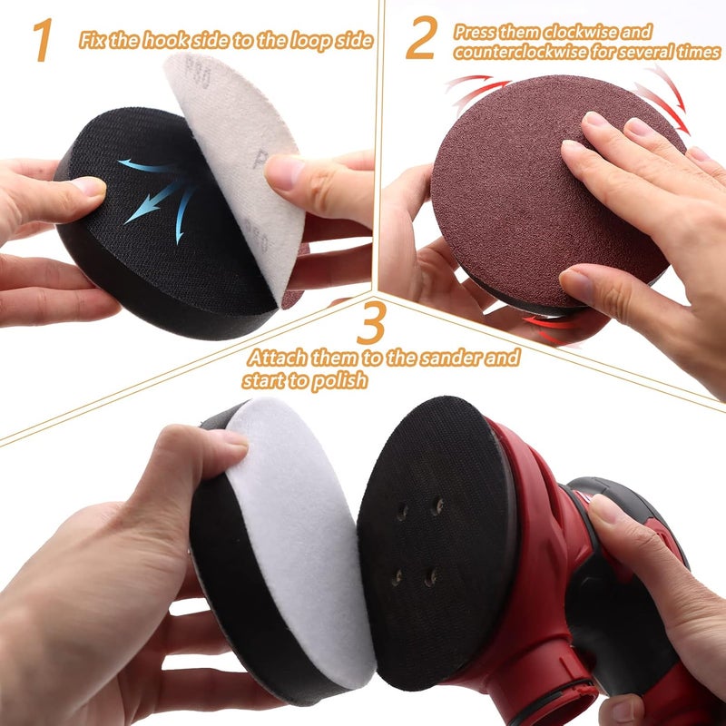 SIJDIEE 3 Pack Interface Pads, 5 Inch Hook and Loop Soft Density Sponge Cushion Buffer Backing Pad, Foam Sanding Interface Pads for Orbital Sander Automotive Woodworking Polishing - Image 5